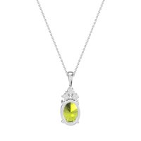 Three Stone Triangle and Oval Necklace