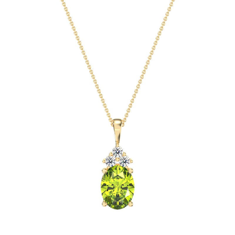Three Stone Triangle and Oval Necklace