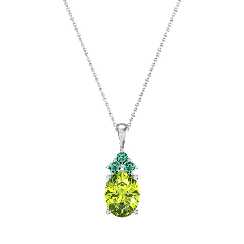 Three Stone Triangle and Oval Necklace