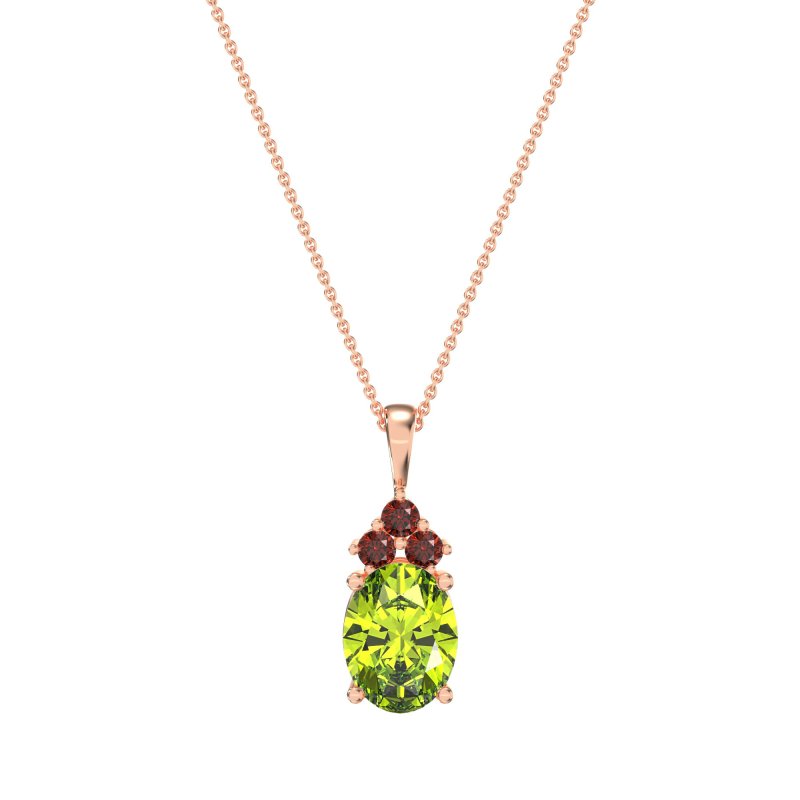 Three Stone Triangle and Oval Necklace