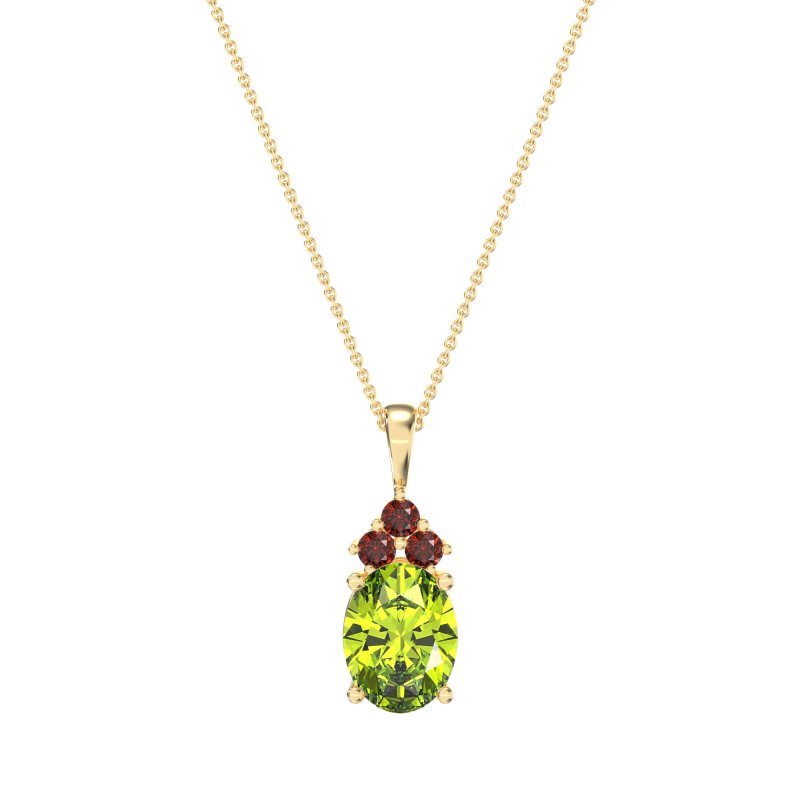 Three Stone Triangle and Oval Necklace
