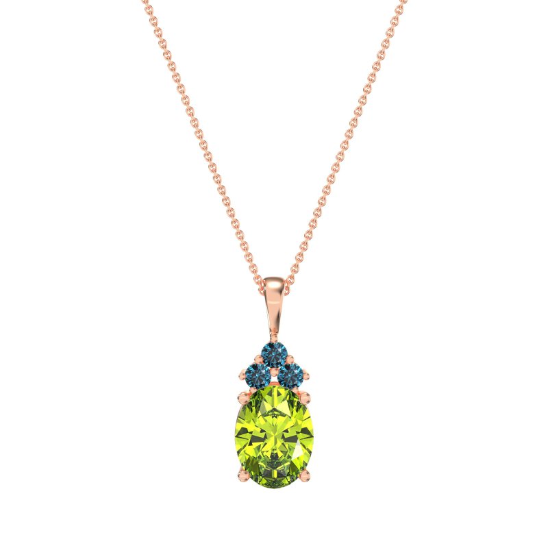 Three Stone Triangle and Oval Necklace