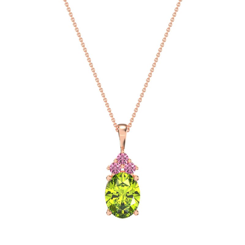 Three Stone Triangle and Oval Necklace
