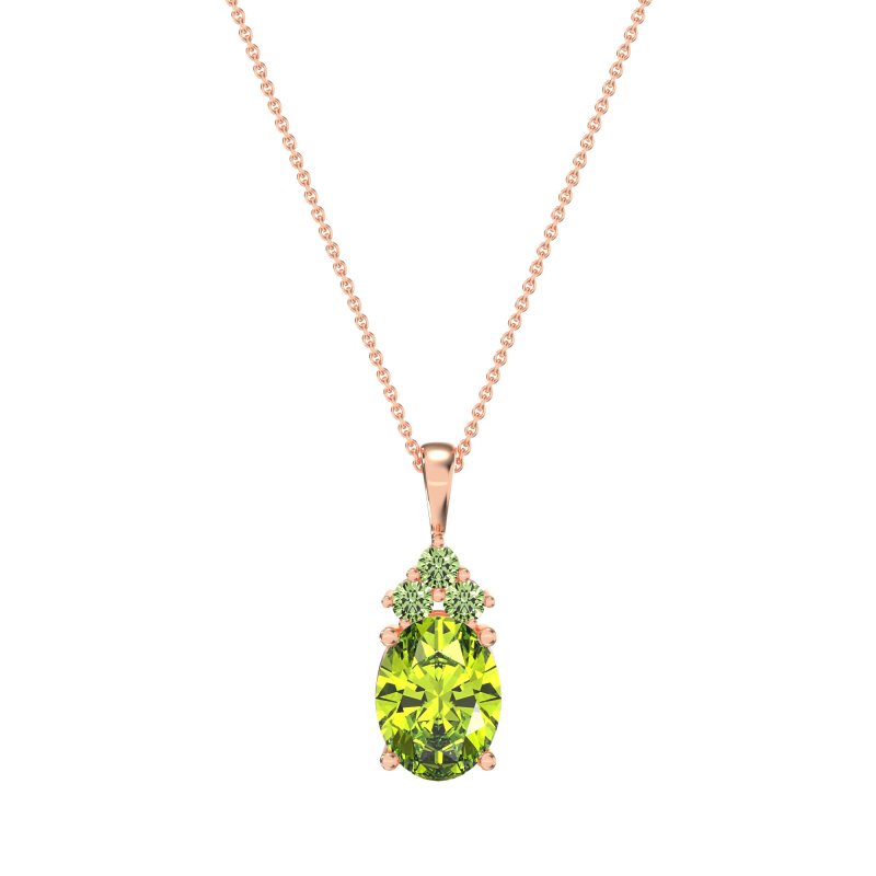 Three Stone Triangle and Oval Necklace