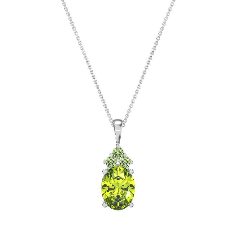 Three Stone Triangle and Oval Necklace