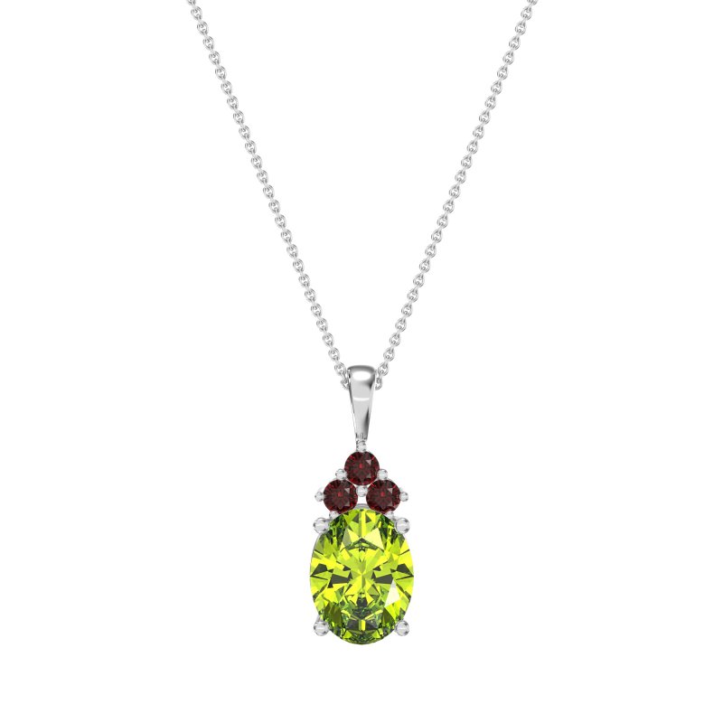 Three Stone Triangle and Oval Necklace