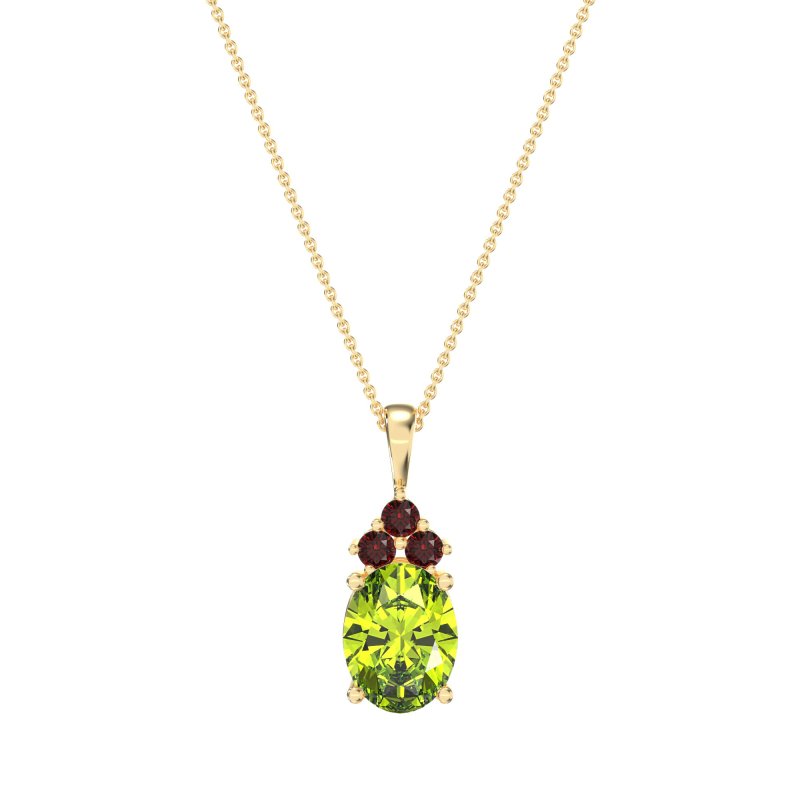 Three Stone Triangle and Oval Necklace