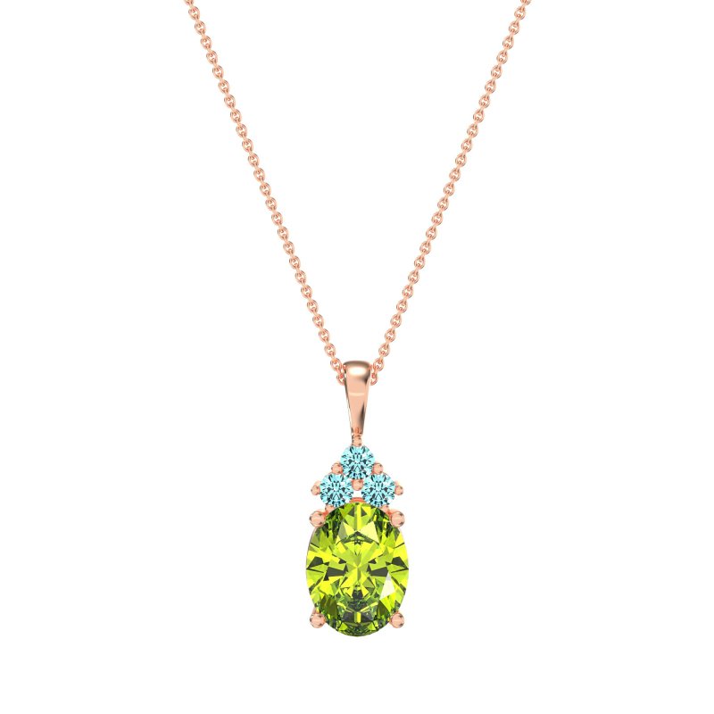 Three Stone Triangle and Oval Necklace