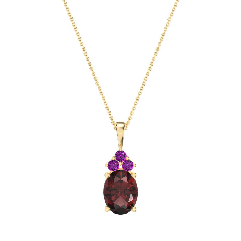 Three Stone Triangle and Oval Necklace