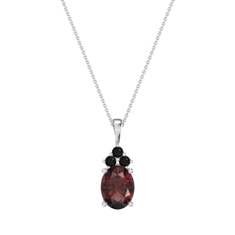 Three Stone Triangle and Oval Necklace
