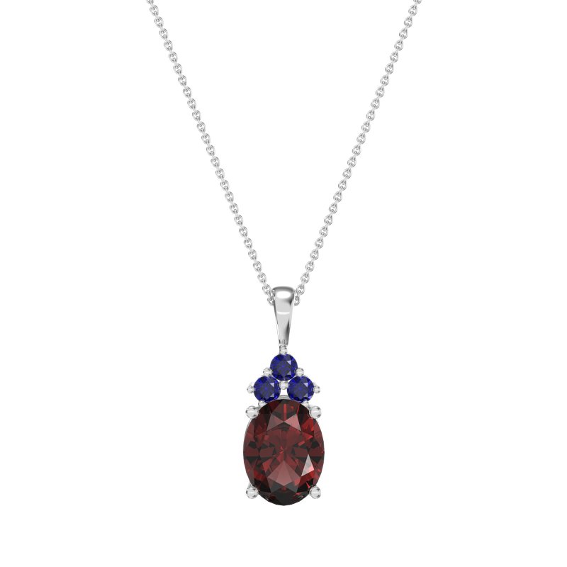 Three Stone Triangle and Oval Necklace
