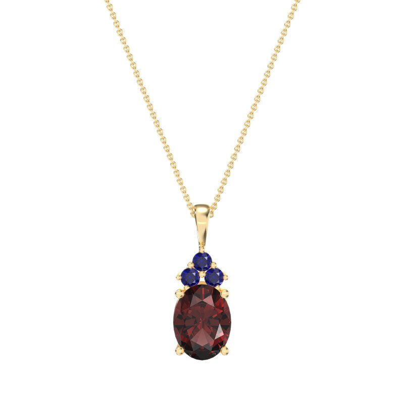 Three Stone Triangle and Oval Necklace