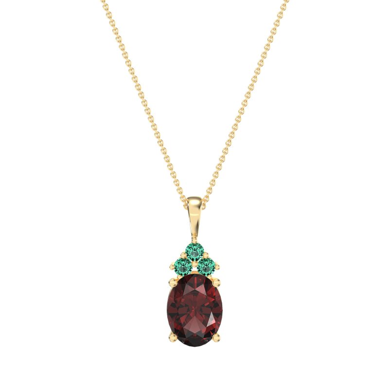 Three Stone Triangle and Oval Necklace