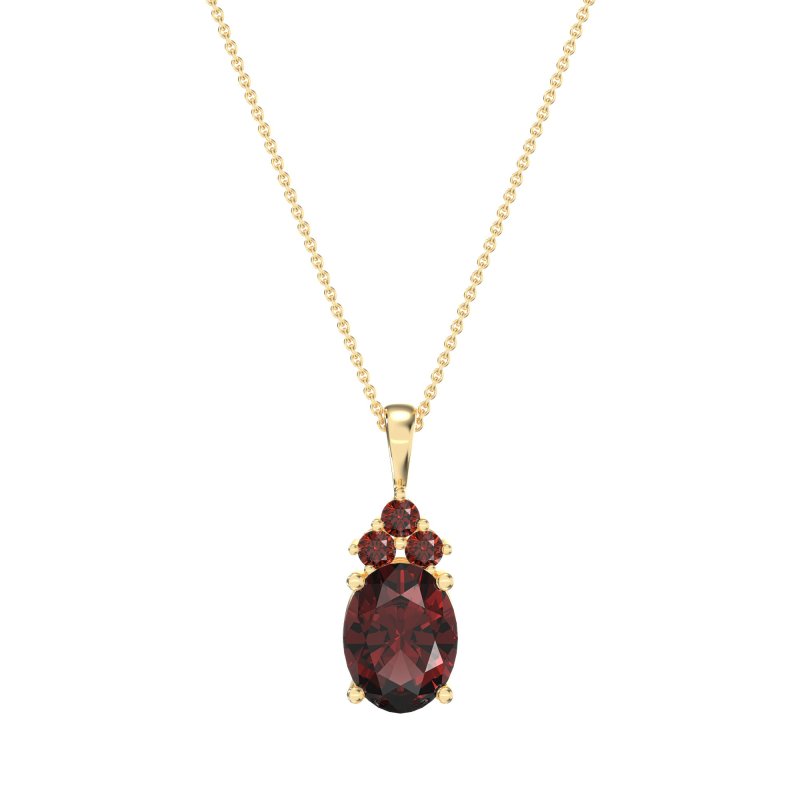 Three Stone Triangle and Oval Necklace