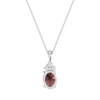 Three Stone Triangle and Oval Necklace