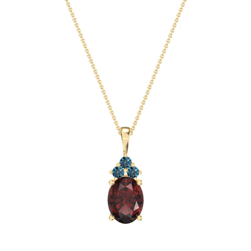 Three Stone Triangle and Oval Necklace
