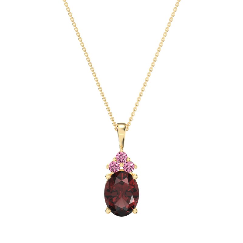 Three Stone Triangle and Oval Necklace