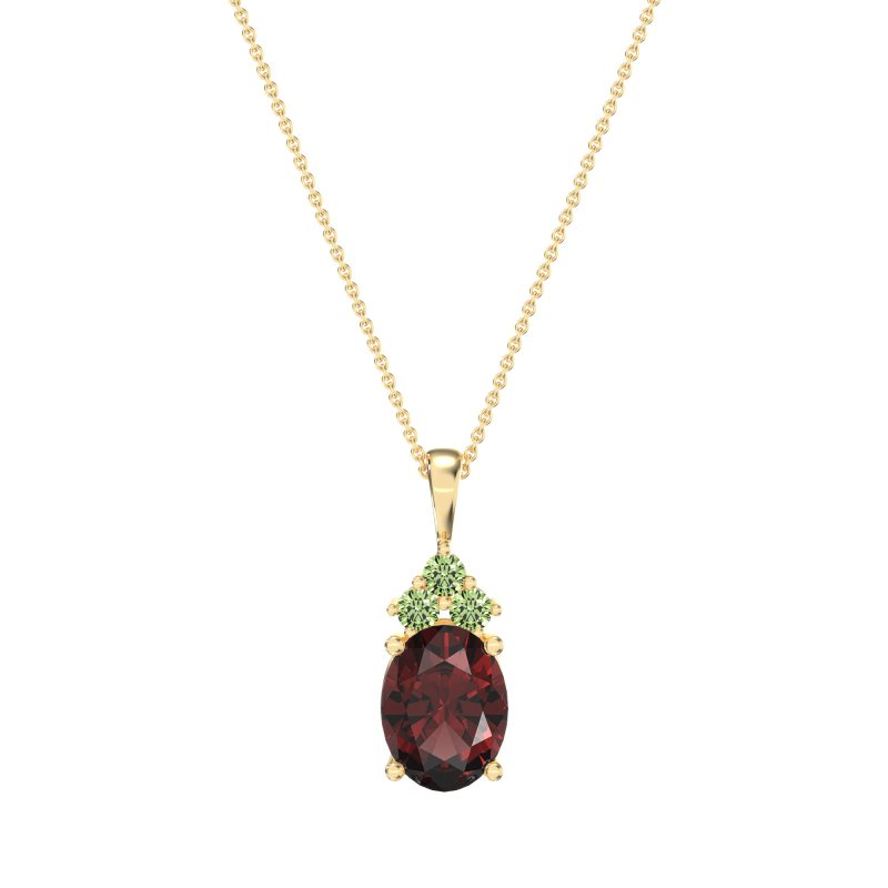 Three Stone Triangle and Oval Necklace