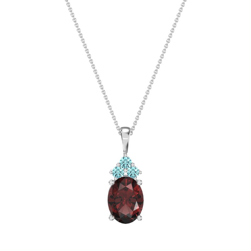 Three Stone Triangle and Oval Necklace