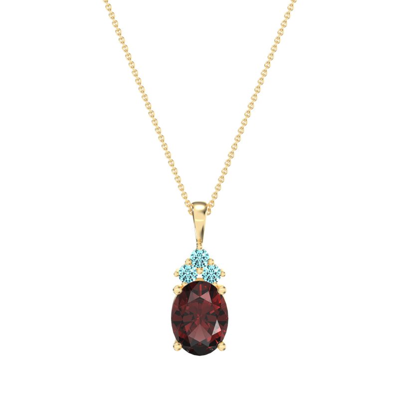 Three Stone Triangle and Oval Necklace