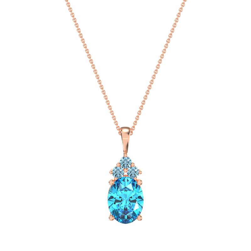 Three Stone Triangle and Oval Necklace