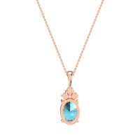 Three Stone Triangle and Oval Necklace