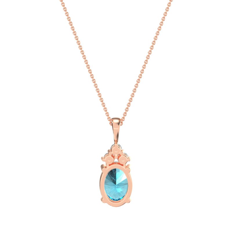 Three Stone Triangle and Oval Necklace
