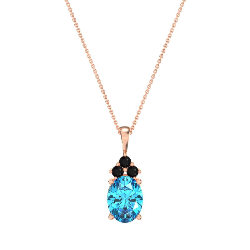 Three Stone Triangle and Oval Necklace