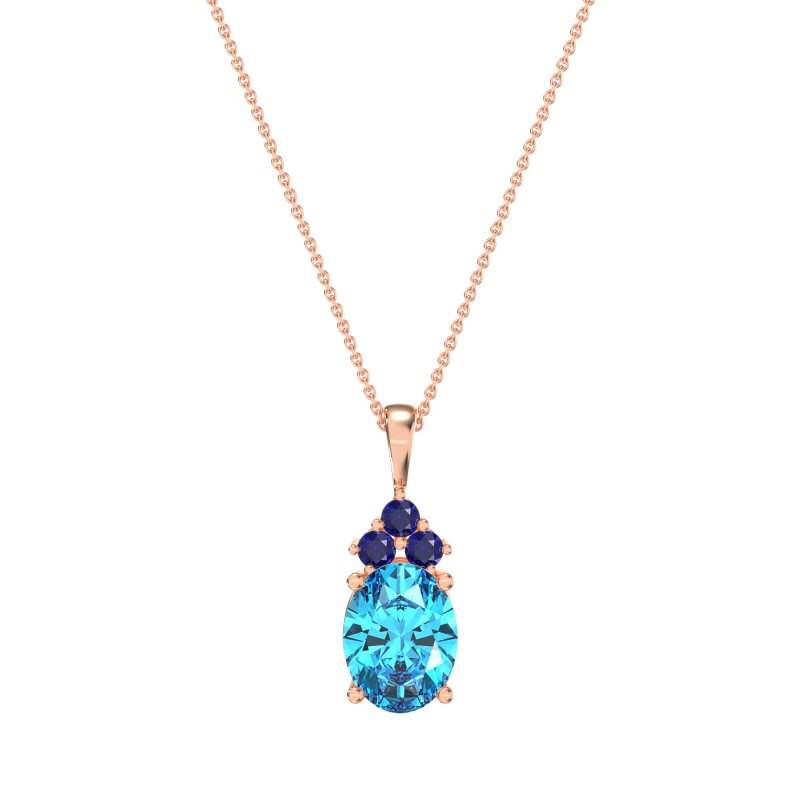 Three Stone Triangle and Oval Necklace