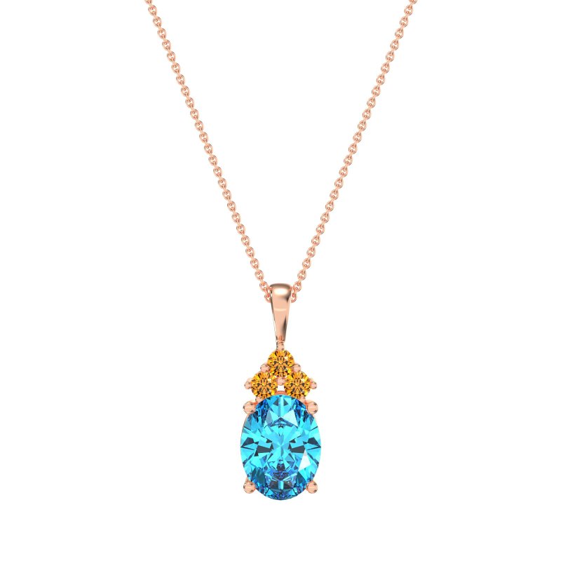 Three Stone Triangle and Oval Necklace