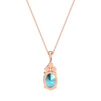 Three Stone Triangle and Oval Necklace