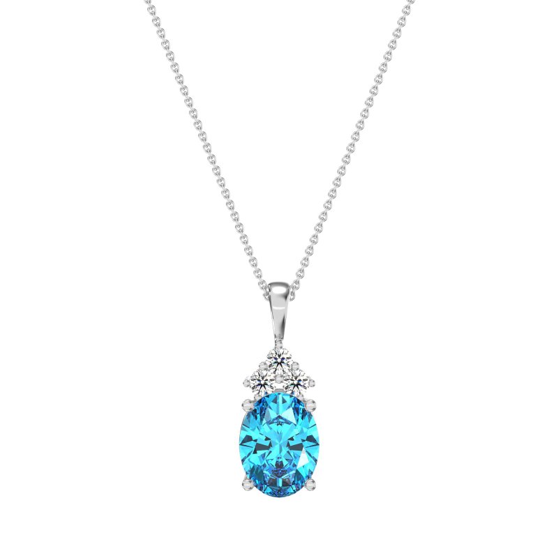 Three Stone Triangle and Oval Necklace