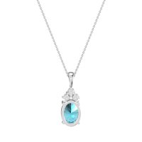 Three Stone Triangle and Oval Necklace