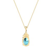 Three Stone Triangle and Oval Necklace