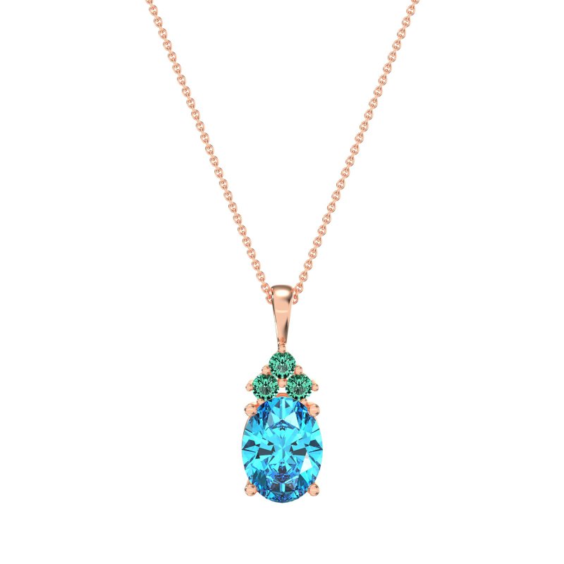 Three Stone Triangle and Oval Necklace