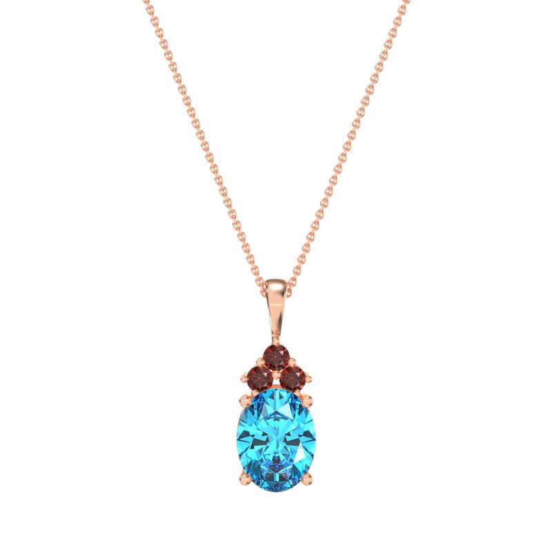 Three Stone Triangle and Oval Necklace