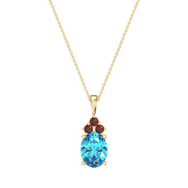 Three Stone Triangle and Oval Necklace