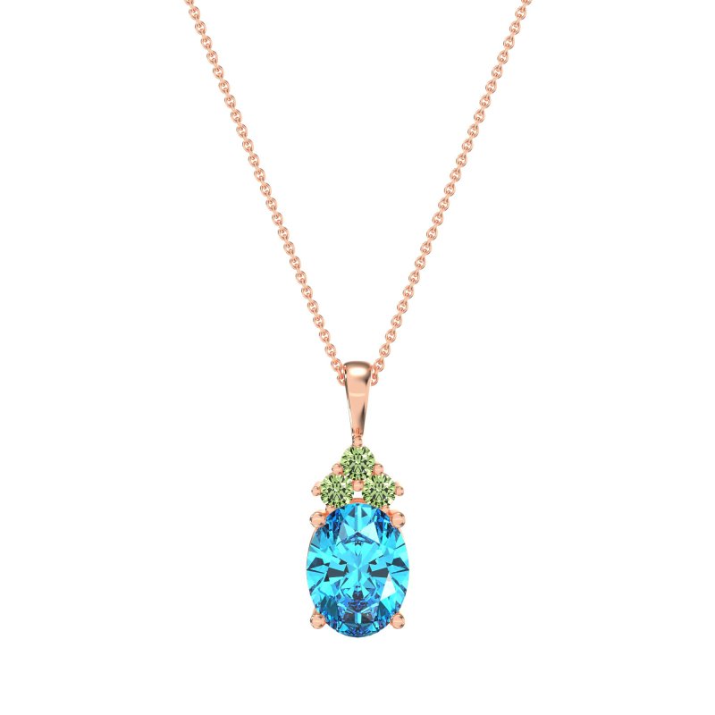 Three Stone Triangle and Oval Necklace