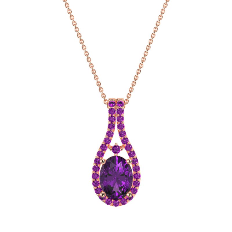 Wrap Around Halo Oval Necklace