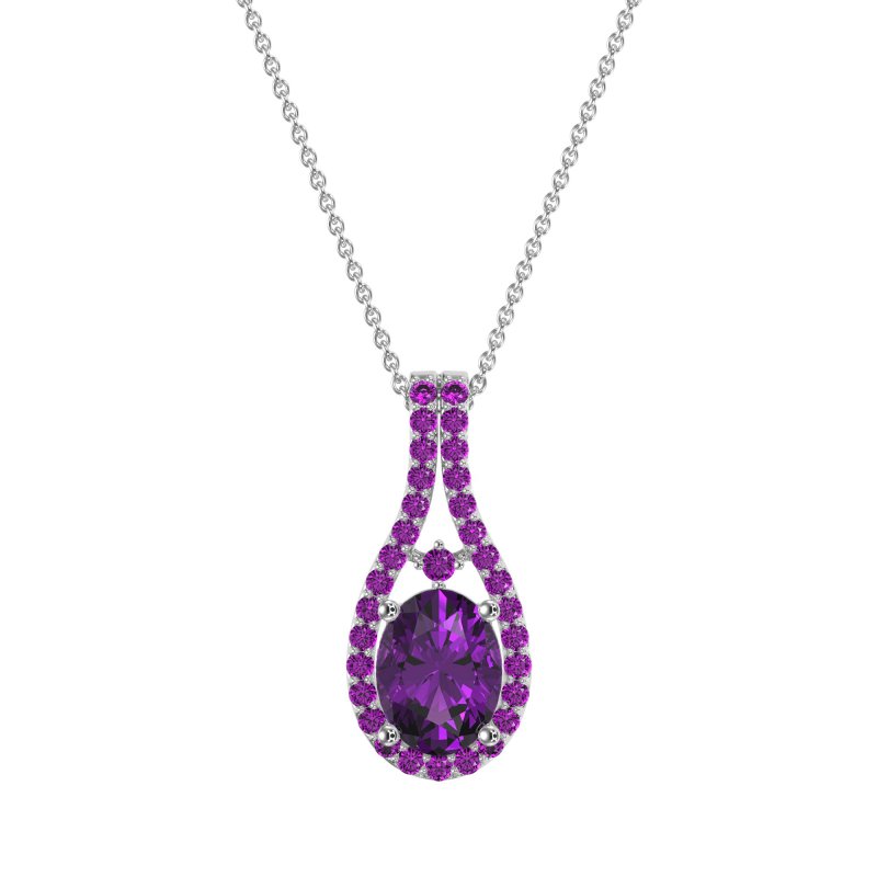 Wrap Around Halo Oval Necklace