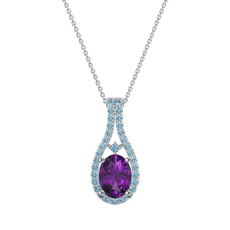 Wrap Around Halo Oval Necklace