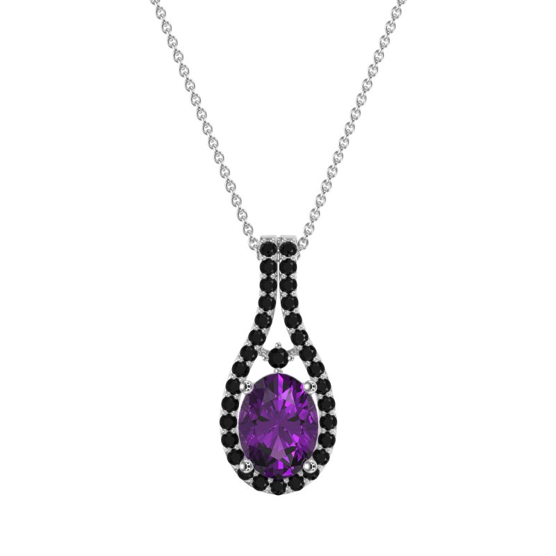 Wrap Around Halo Oval Necklace
