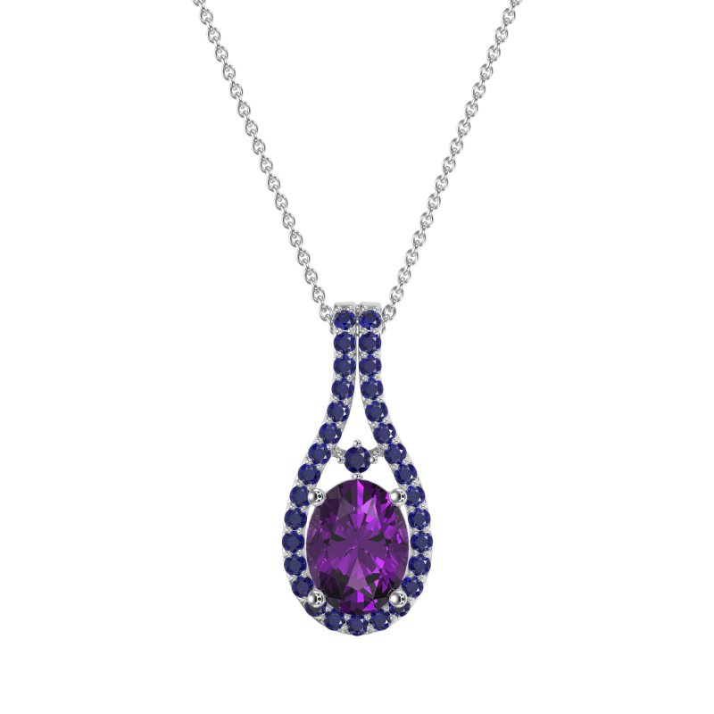 Wrap Around Halo Oval Necklace