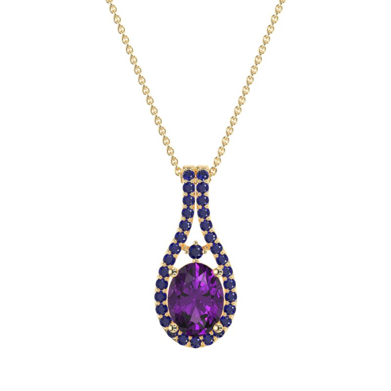 Wrap Around Halo Oval Necklace