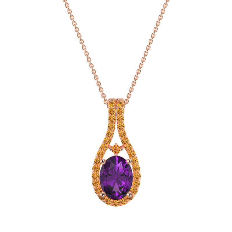 Wrap Around Halo Oval Necklace