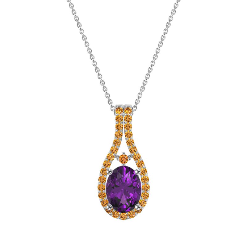 Wrap Around Halo Oval Necklace