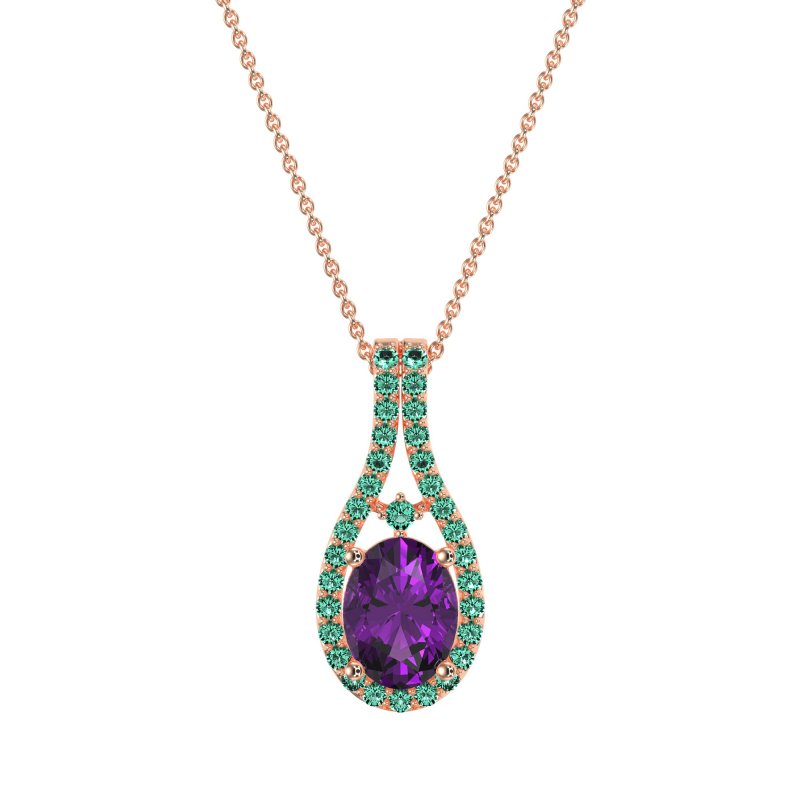Wrap Around Halo Oval Necklace
