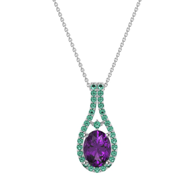 Wrap Around Halo Oval Necklace