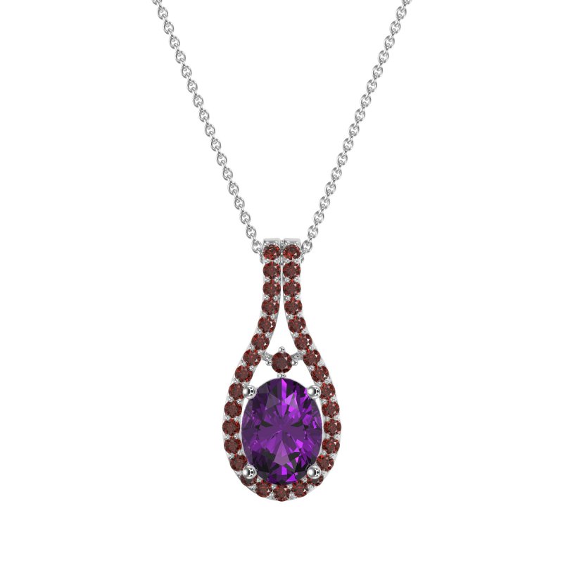 Wrap Around Halo Oval Necklace