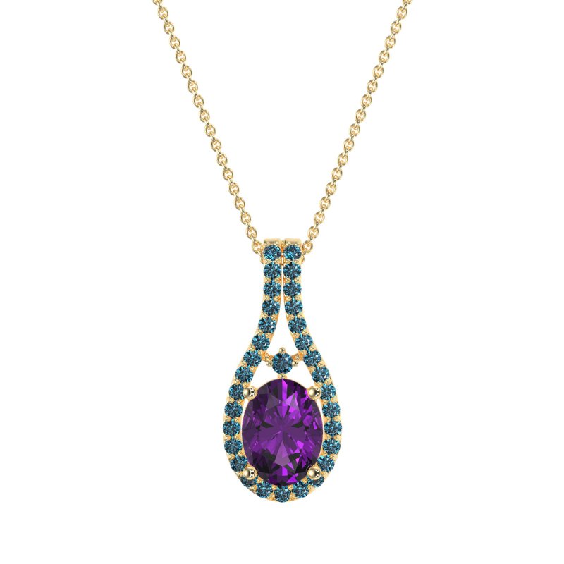 Wrap Around Halo Oval Necklace